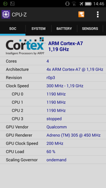 Allview V1 Viper S4G CPU-Z