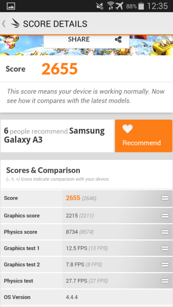 Samsung Galaxy A3 3D Mark 06