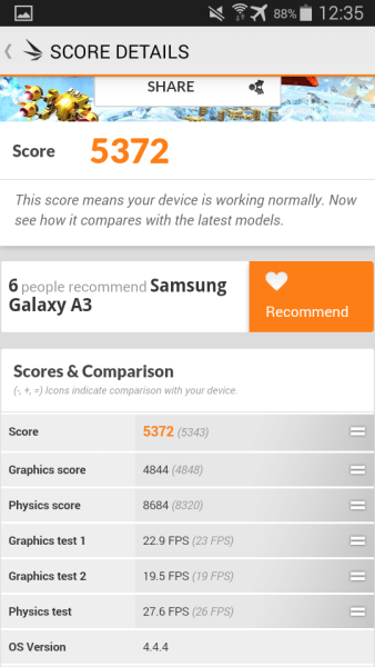 Samsung Galaxy A3 3D Mark 07
