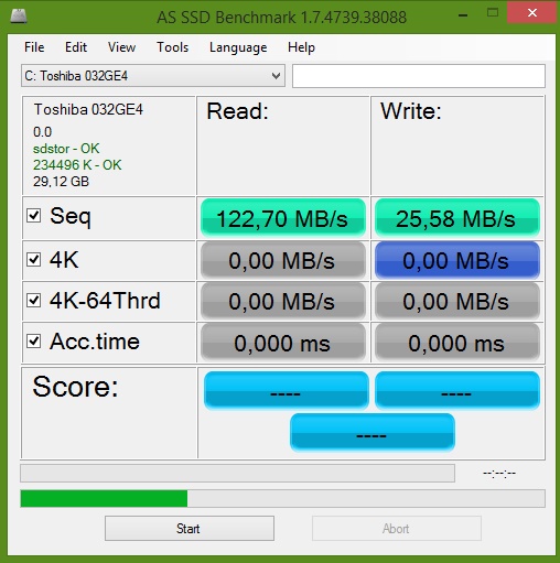 Evolveo WinPC Q4 AS SSD Benchmark