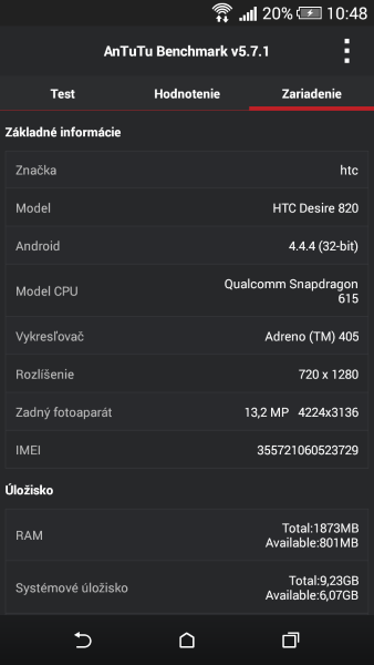 HTC Desire 820 AnTuTu Benchmark 03