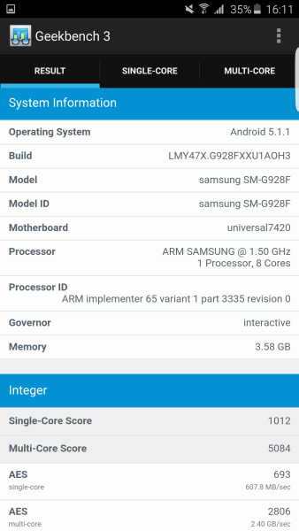 Samsung Galaxy S6 Edge Plus Geekbench 02