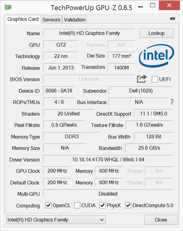 Dell Alienware 13 TechPowerUp GPU-Z