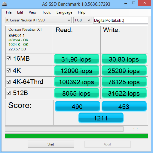 Corsair Neutron XT 240GB AS SSD Benchmark 02
