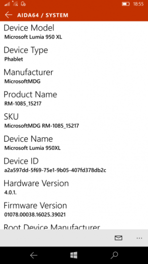 Microsoft Lumia 950XL AIDA64 01