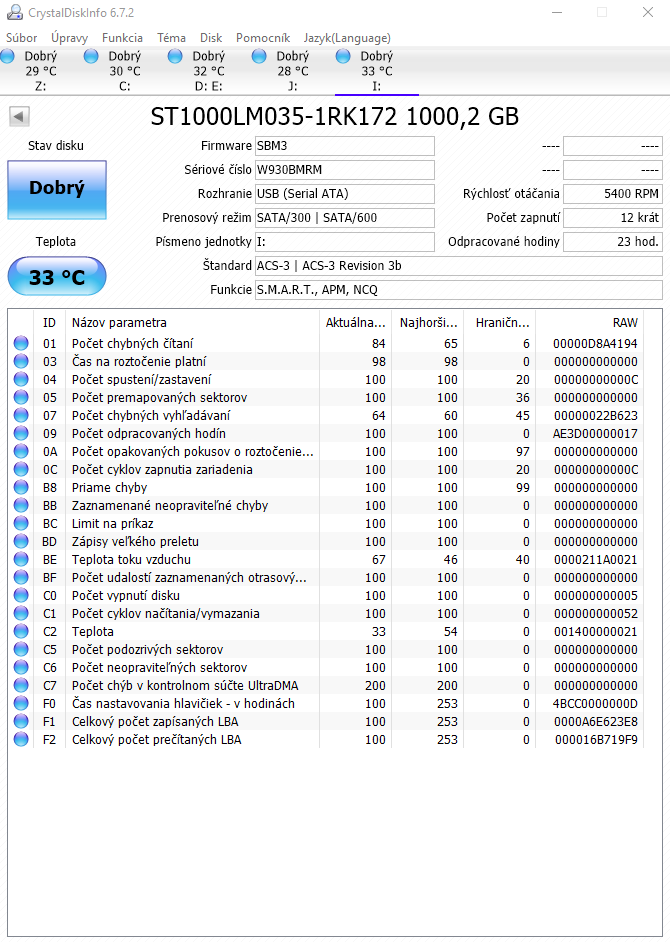 Freecom mHDD Slim Drive 1TB NTFS CrystalDiskInfo