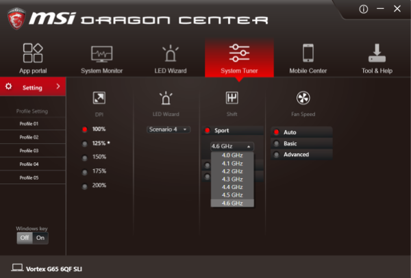 MSI Vortex G65 6QF Dragon Center 04